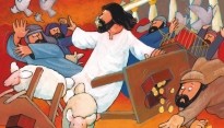 Jezus jaagt geldwisselaars uit de tempel